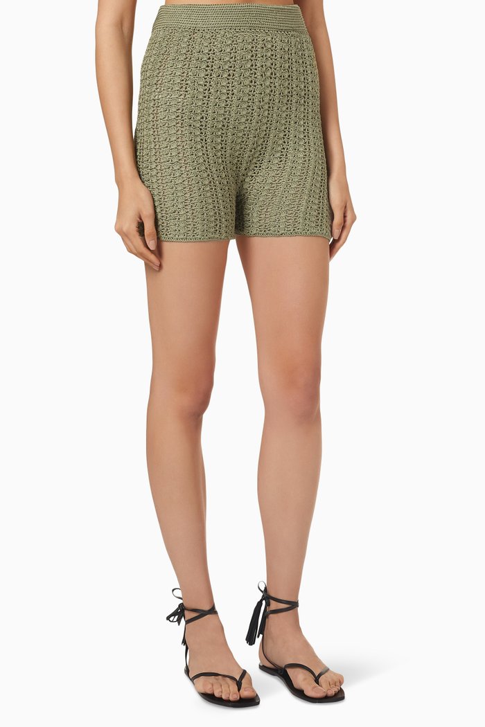 

Lizzie Crochet Shorts in Pima Cotton, Brown