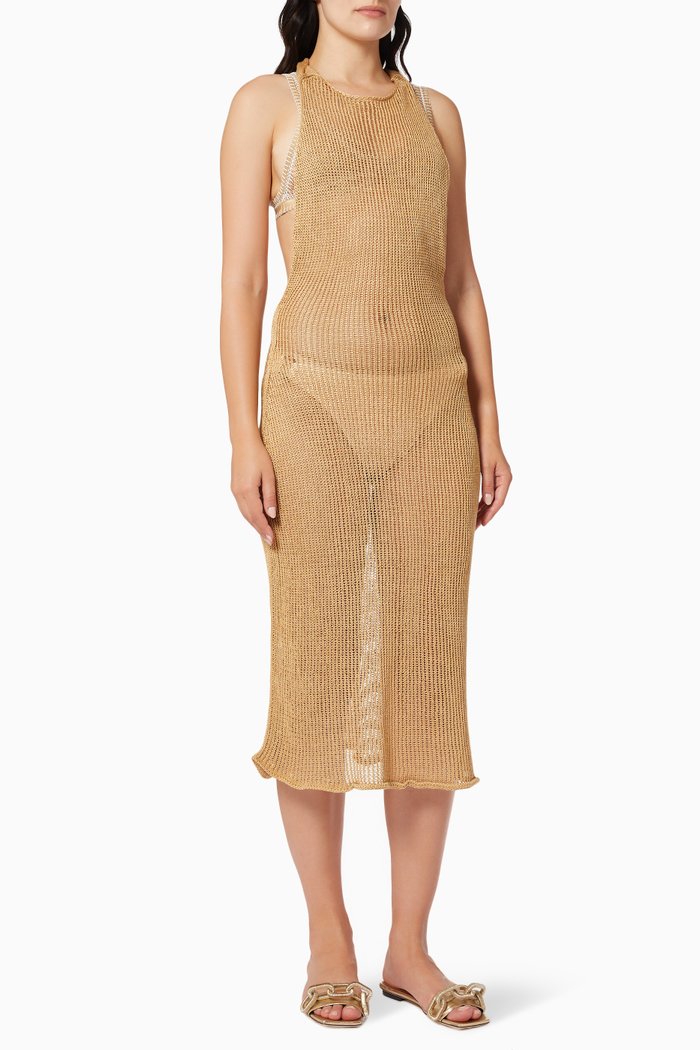 Rubina Dress in Pima Cotton, Brown