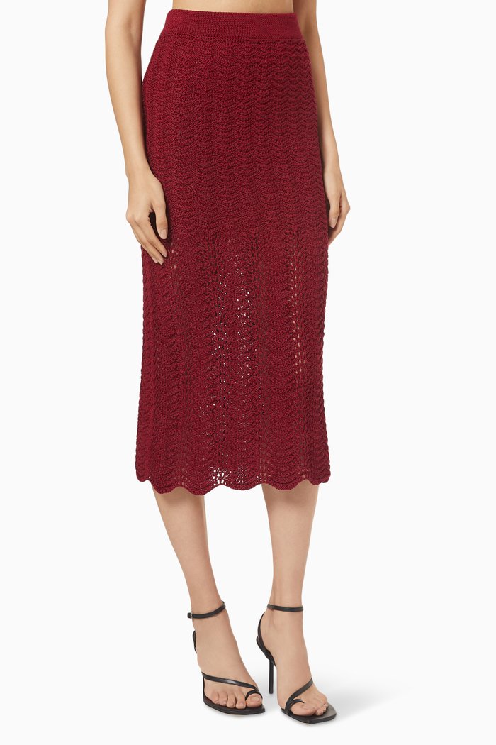 

Valentina Midi Skirt in Pima Cotton Knit, Red