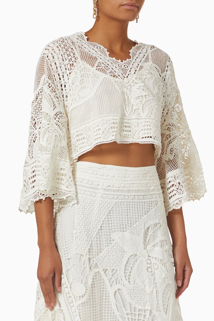 

Crop Blouse in Guipire, Neutral