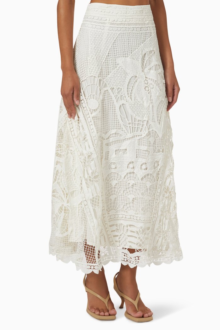 

Midi Skirt in Guipire, Neutral