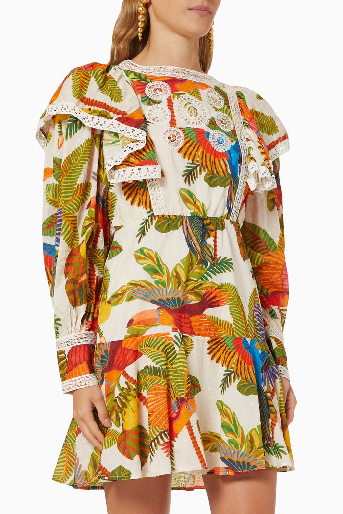 

Forest Birds Mini Dress, Neutral