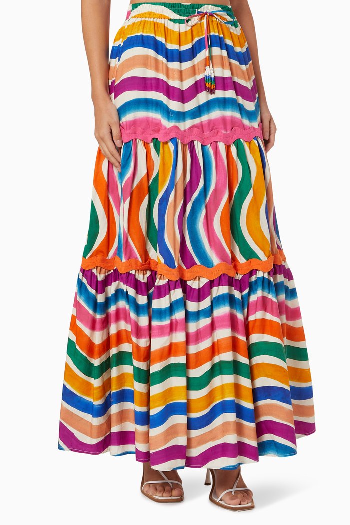 Dancing Stripes Maxi Skirt, Multicolour