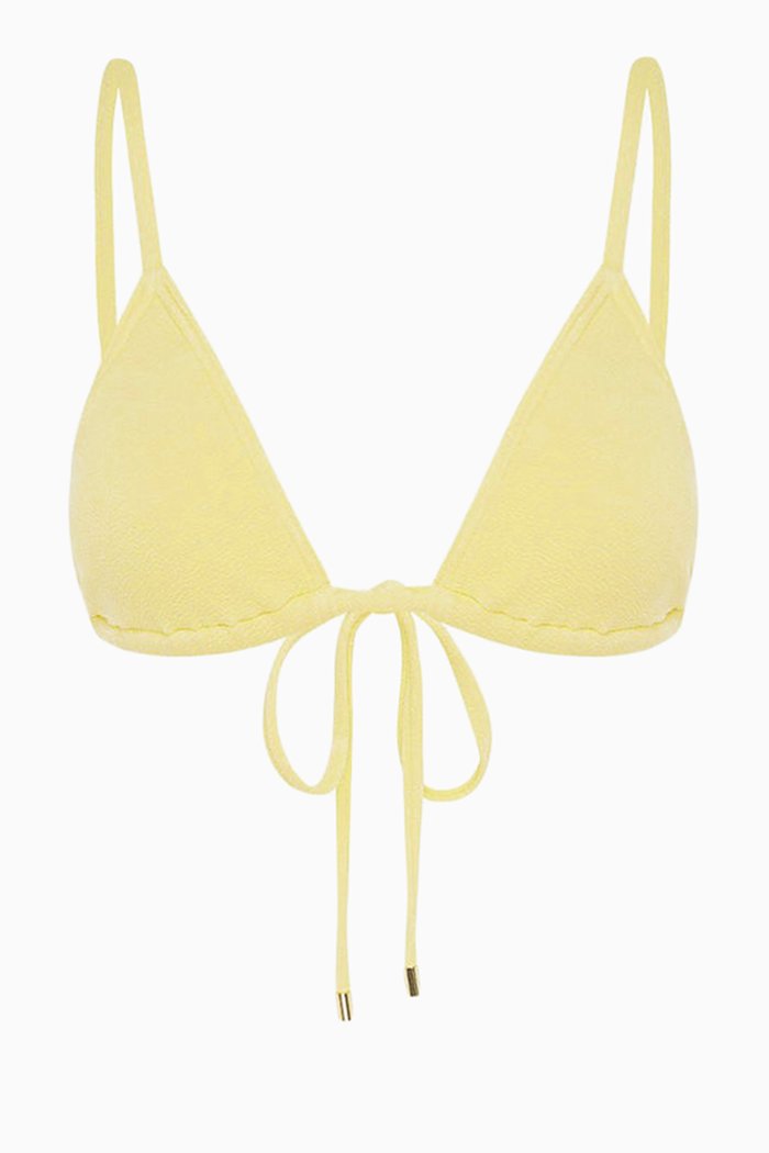 

String Triangle Bikini Top in Sustainable Crepe, Yellow
