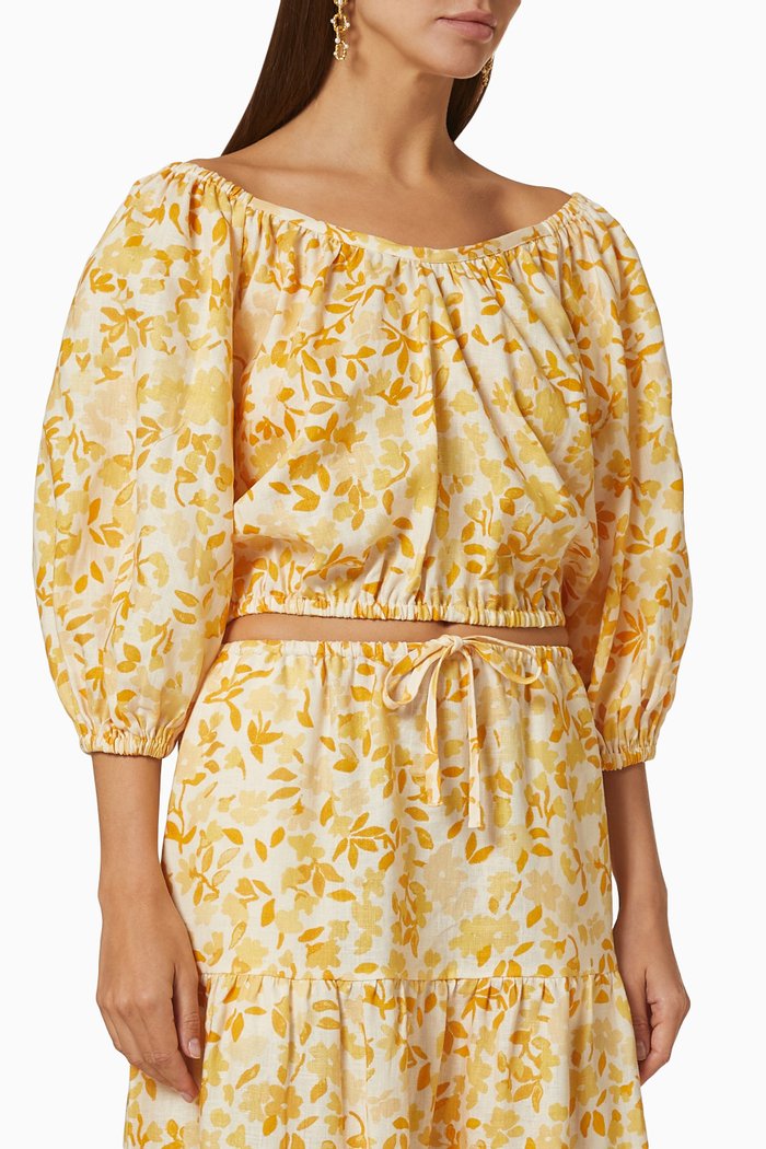 

Balloon Blouse in Linen, Yellow