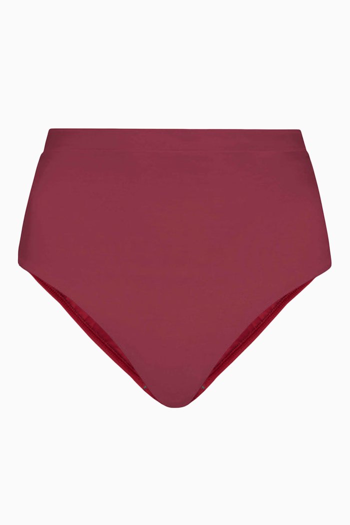 

Tatiana High-waisted Bikini Bottom in Stretch Nylon, Red