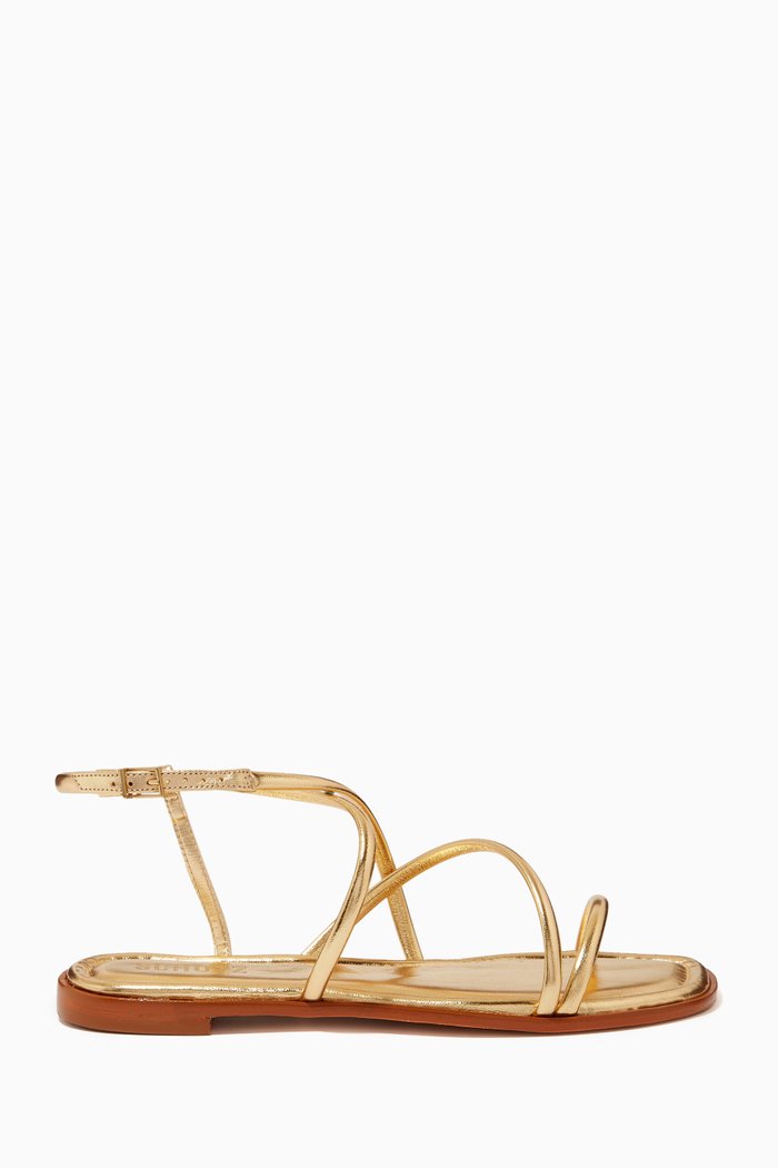 

Sweet Nostalgia Strappy Sandals in Metallic Nappa Leather, Gold