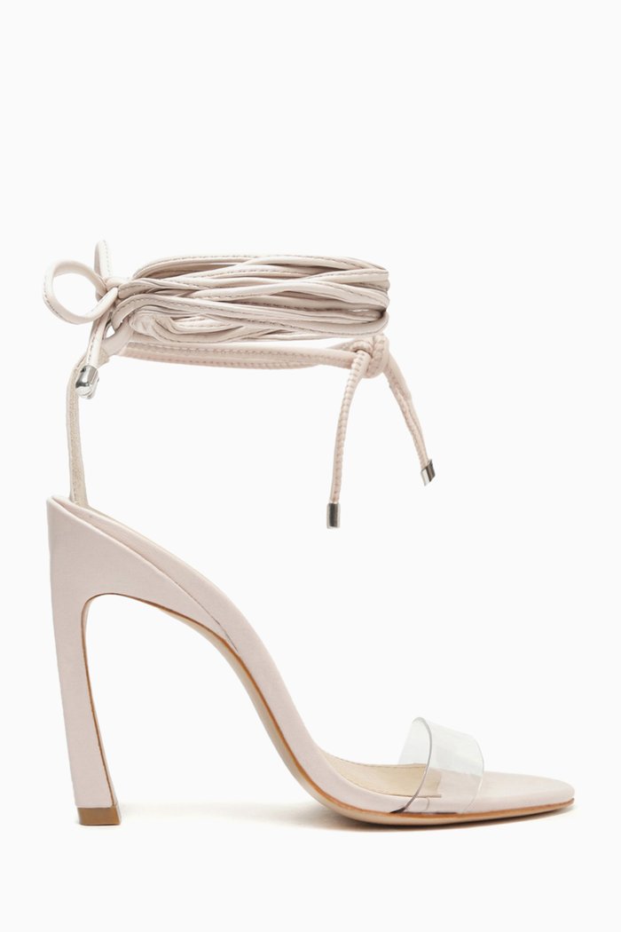 

ID Lace-up Heel Sandals in Vegetal Nappa Leather, Pink