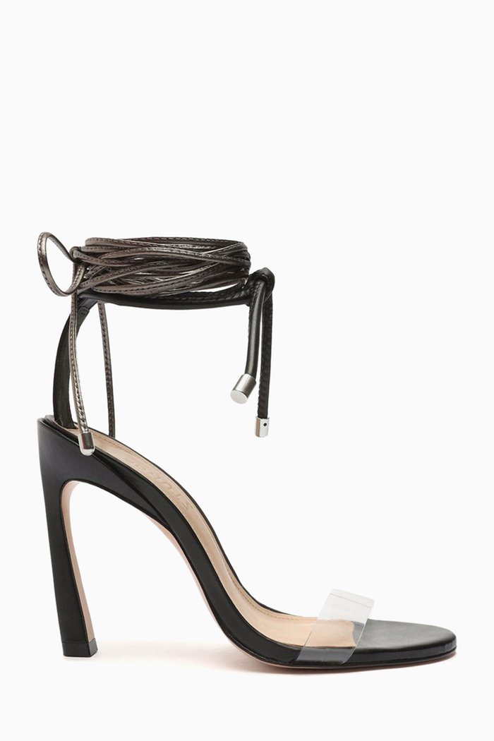 

ID Lace-up Heel Sandals in Vegetal Nappa Leather, Black