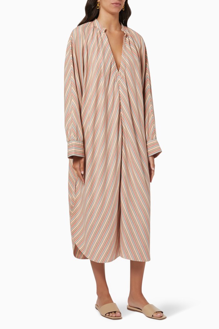 

Smock Dress in Cotton, Brown