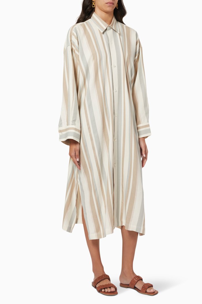 

Wide Cuff Oversized Shirt in Cotton, Grey