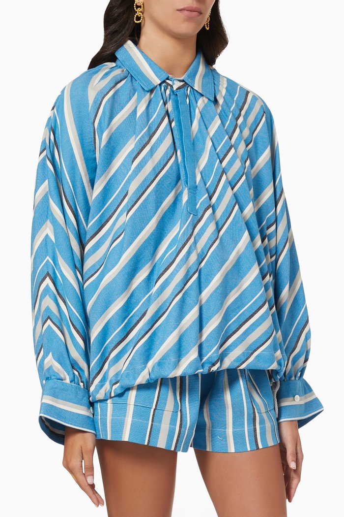 

Collared Shirt in Cotton, Blue