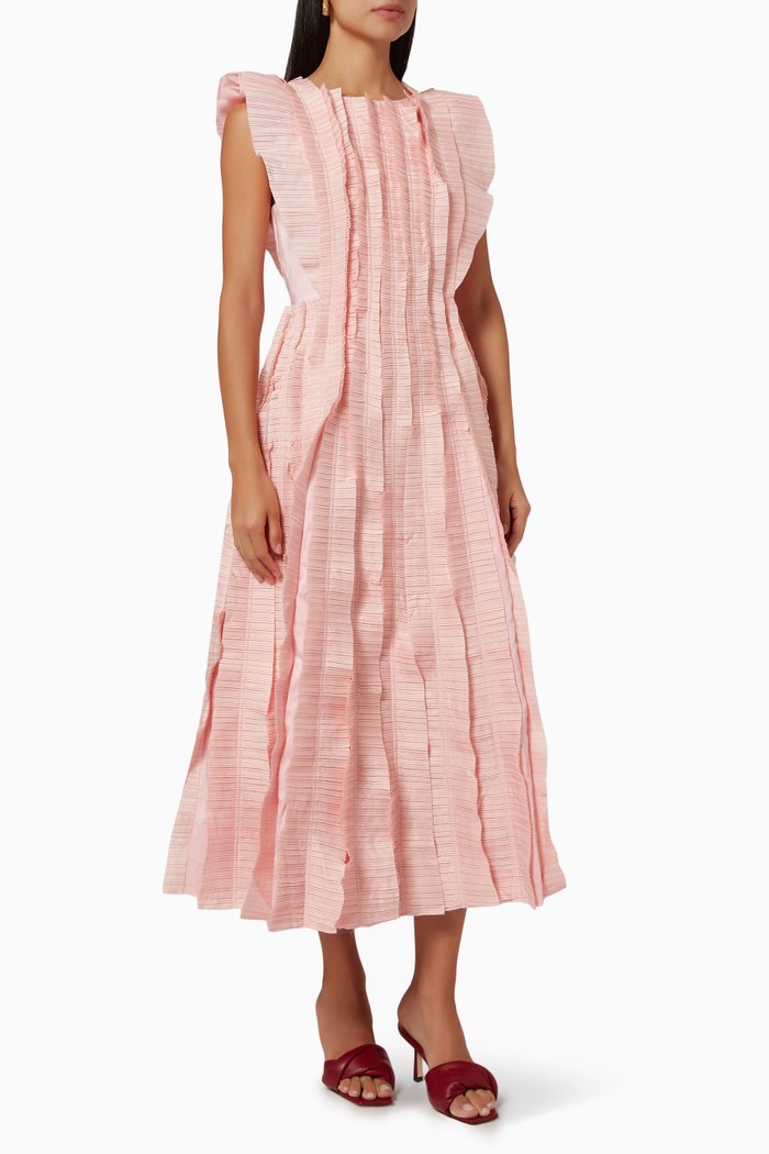 

Hybrid Midi Dress in Linen, Pink