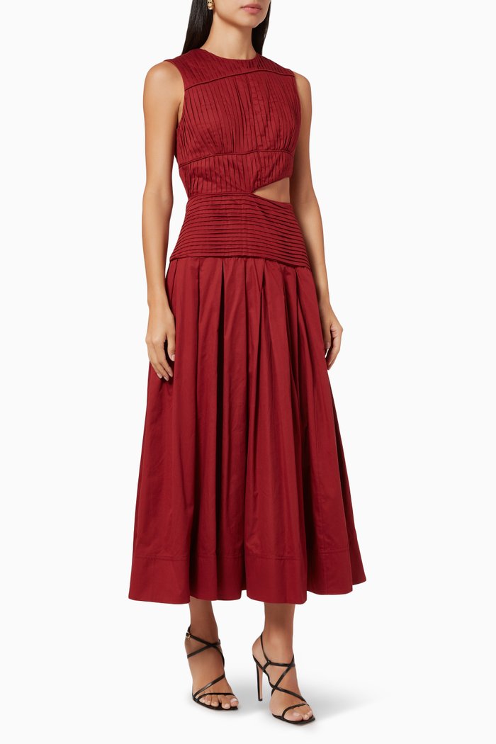

Cascade Cut Out Dress in Cotton, Burgundy