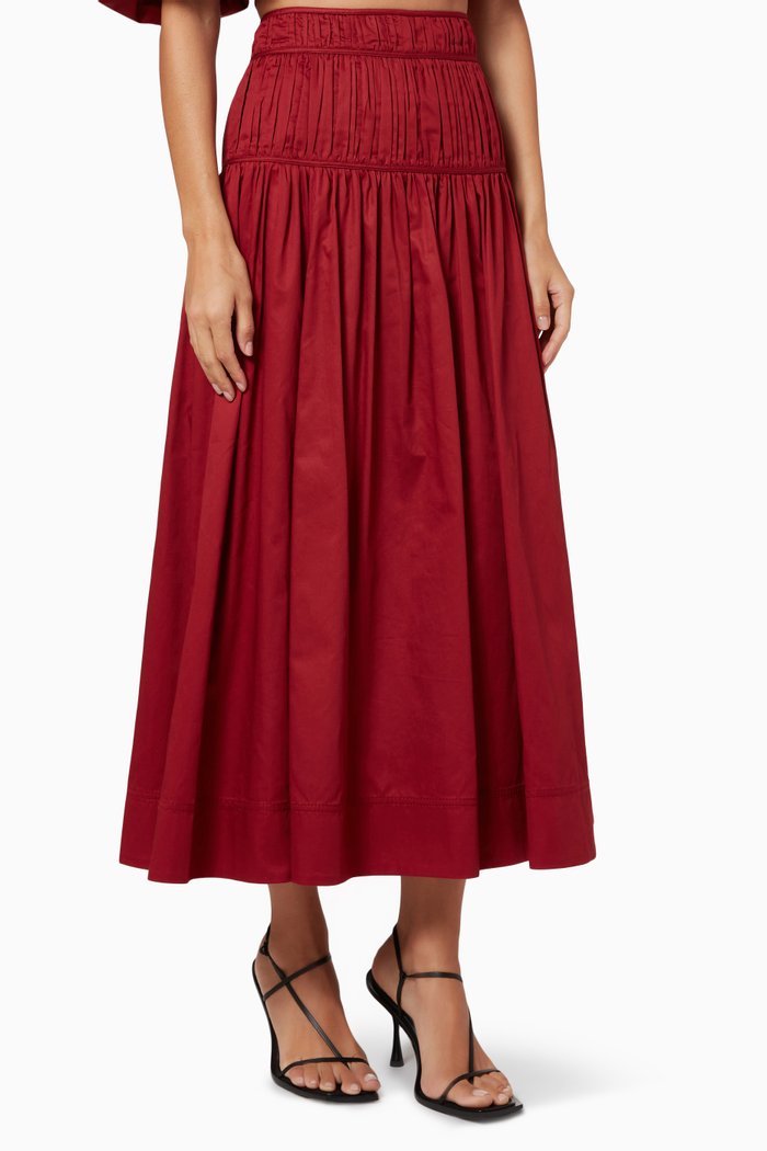 

Enamour Midi Skirt in Cotton Poplin, Burgundy