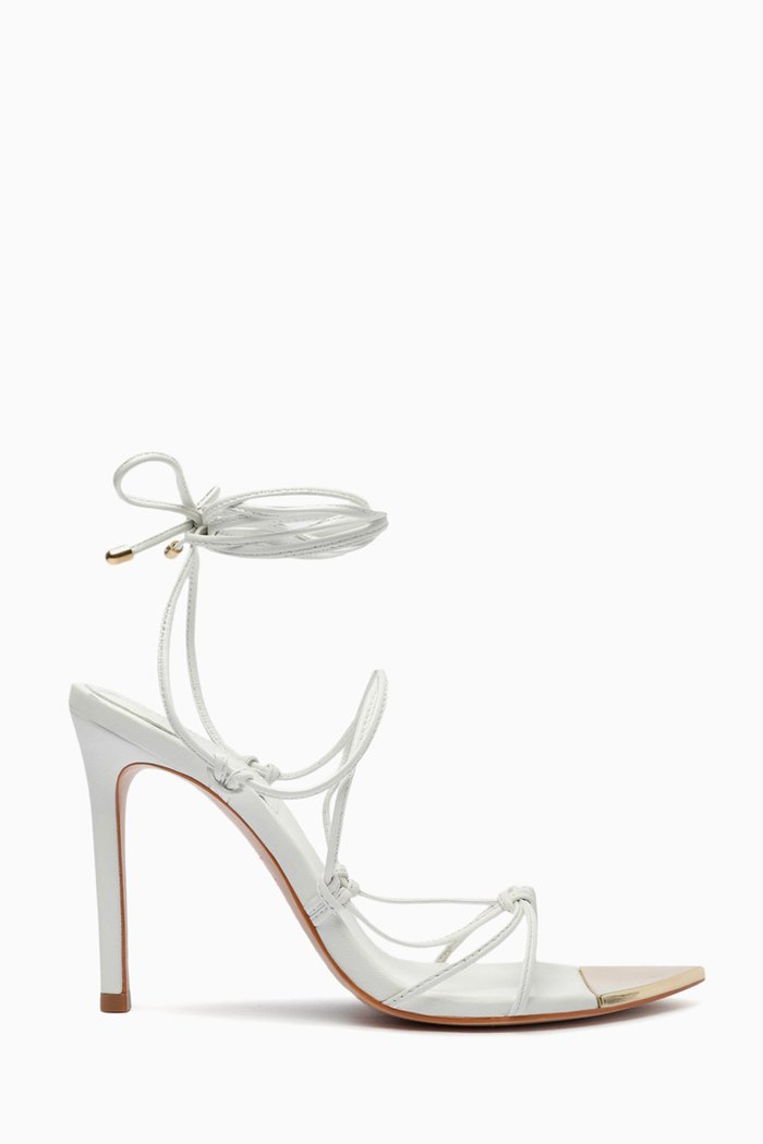 

Hana Lace-up Heel Sandals in Nappa Leather, White