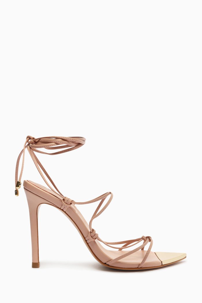 

Hana Lace-up Heel Sandals in Nappa Leather, Neutral