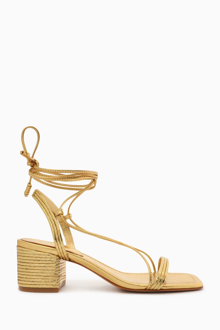 

Ivete Lace-up Sandals in Metallic Leather, Gold