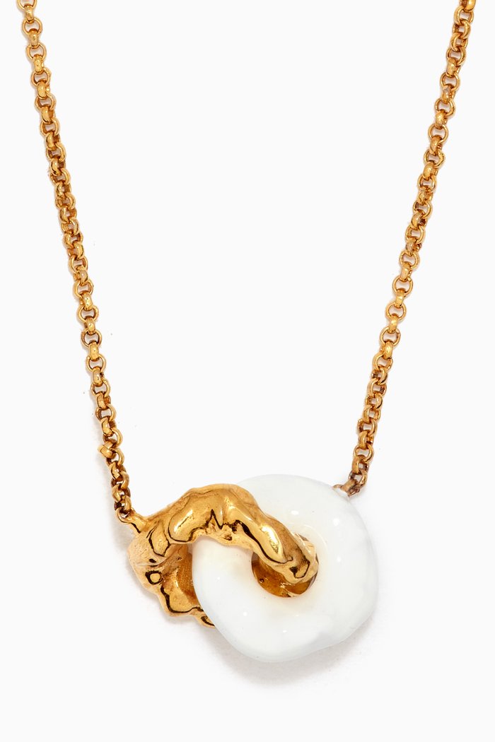 

Feminine Waves Necklace in 18kt Gold-plated Brass, White
