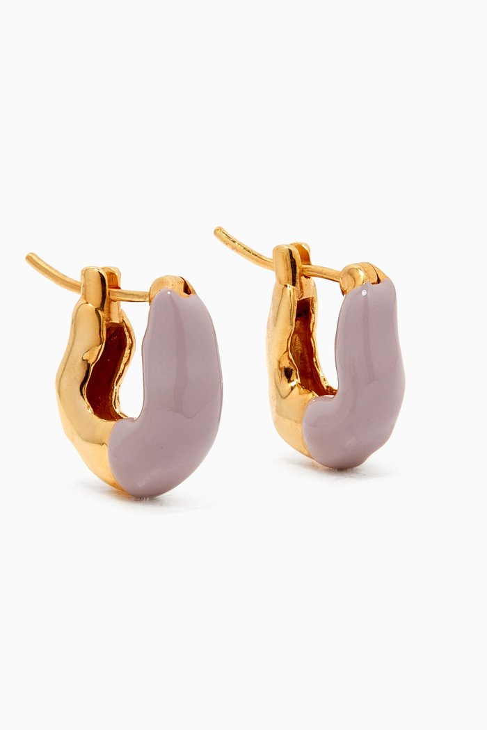 

Feminine Waves Mini Hoop Earrings in 18kt Gold-plated Brass, Purple