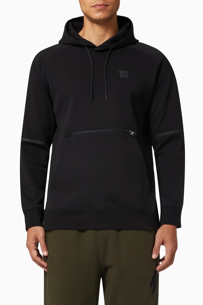Code Tech Hoodie in Cotton Blend, Black