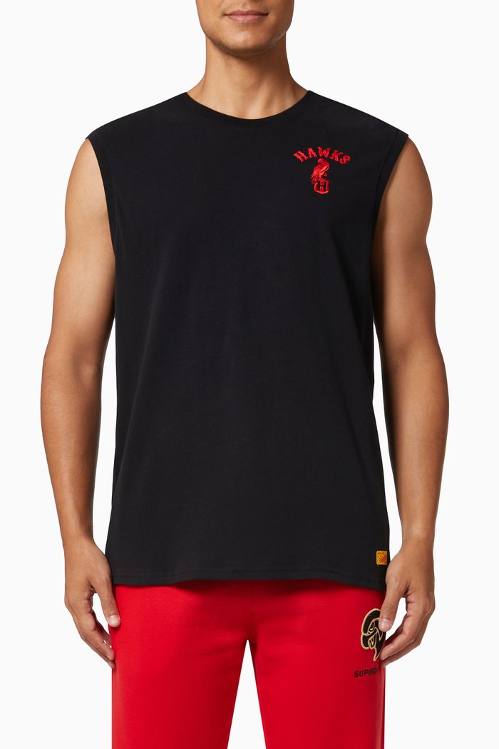 

Vintage Collegiate Tank in Cotton, Black