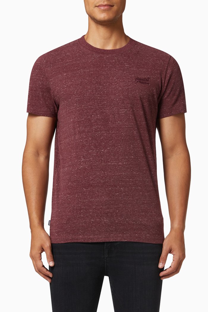 

Vintage Logo Embroidered T-Shirt in Cotton Jersey, Burgundy