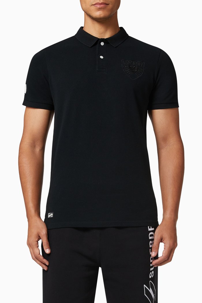 

Vintage Superstate Logo Polo Shirt in Cotton Piqué, Black