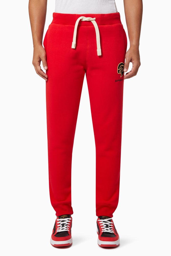 

Vintage Collegiate Joggers in Fleece, Red
