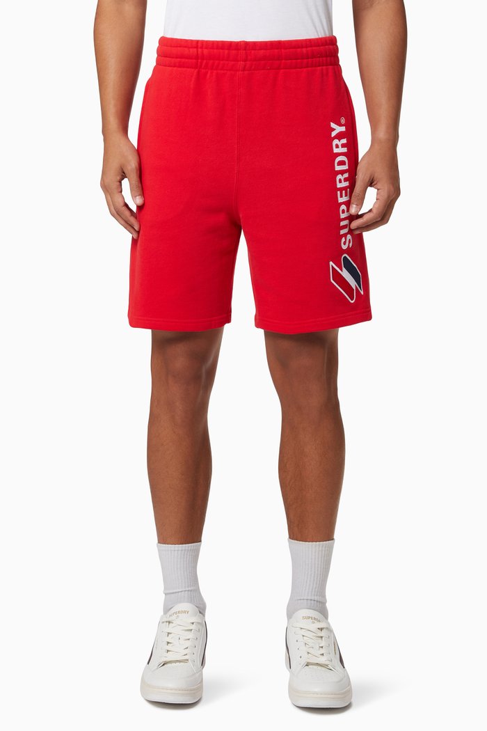 Code Applique Sweatshorts in Fleece, Red