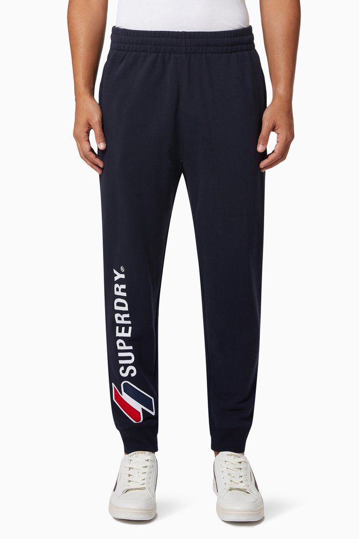 Code Applique Joggers in Fleece, Blue