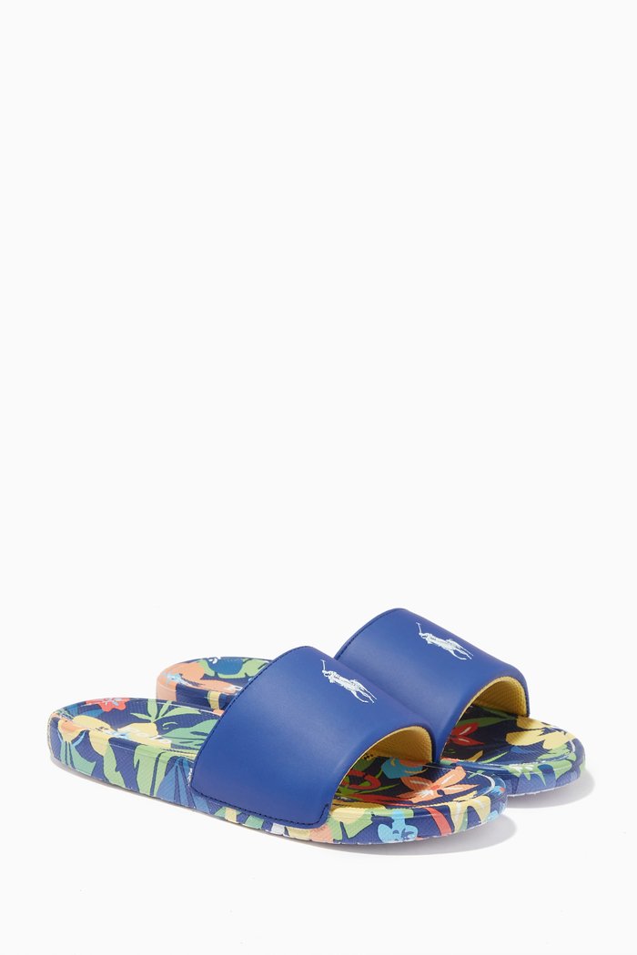 

Cayson Slide Sandals in Faux Leather & Rubber, Blue