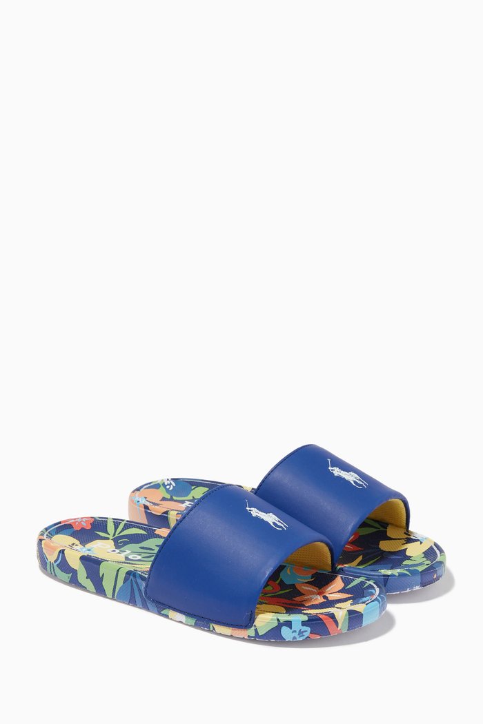 

Cayson Slide Sandals in Faux Leather & Rubber, Blue
