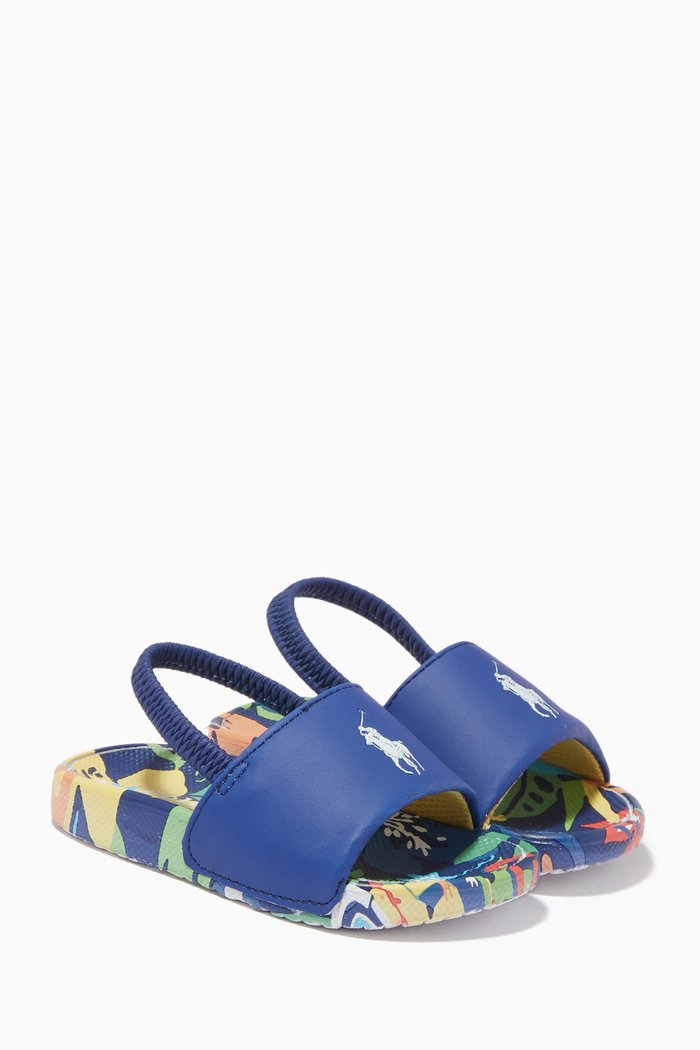 

Cayson Slide Sandals in Faux Leather & Rubber, Blue