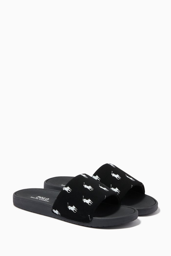 

Gansett Slide Sandals in Velvet & Rubber, Black