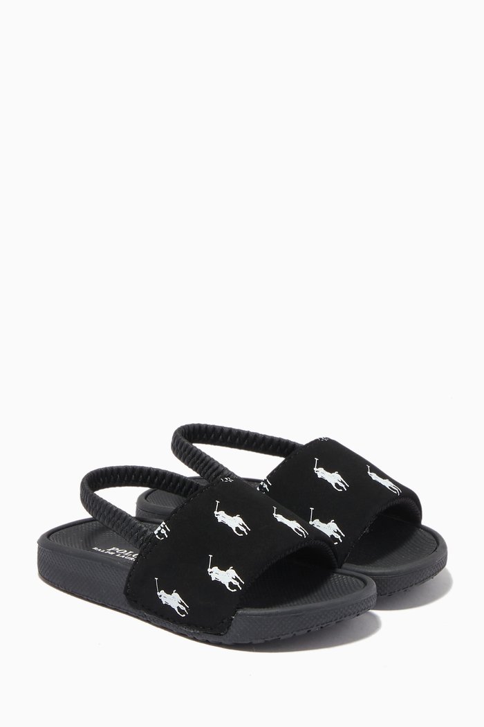 

Gansett Slide Sandals in Velvet & Rubber, Black