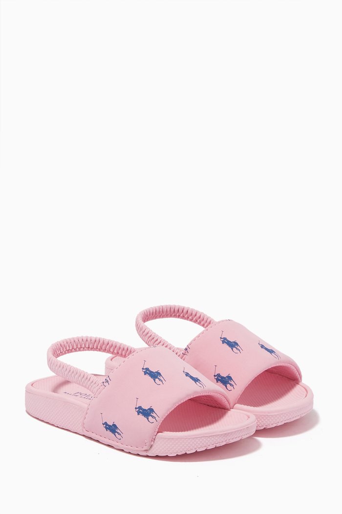 Gansett Slide Sandals in Faux Leather & Rubber, Pink