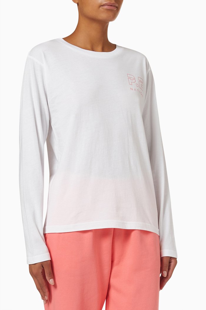 

Heads Up Long Sleeve Top in Organic Cotton, White