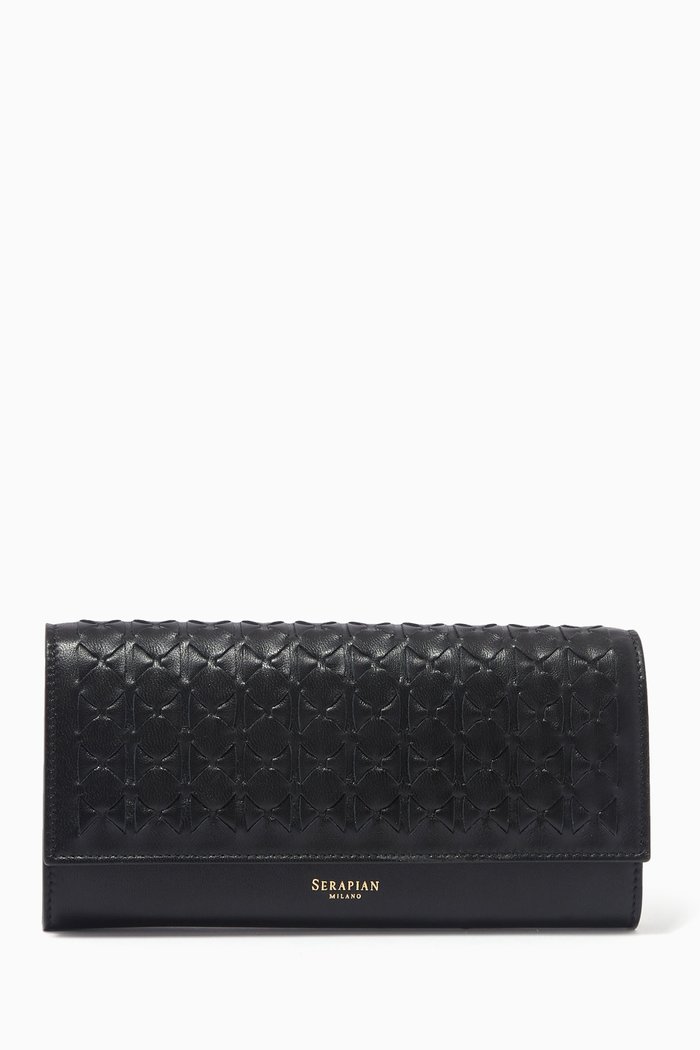 

Continental Wallet in Mosaico Leather, Black