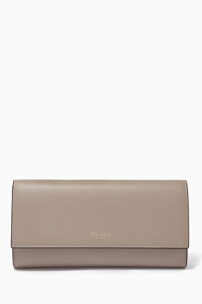

Continental Wallet in Rugiada Leather, Neutral