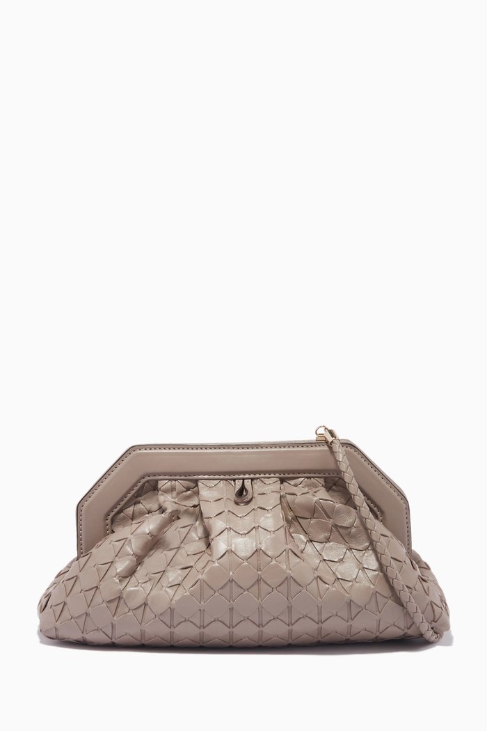 

Secret Clutch Bag in Mosaico Leather, Neutral
