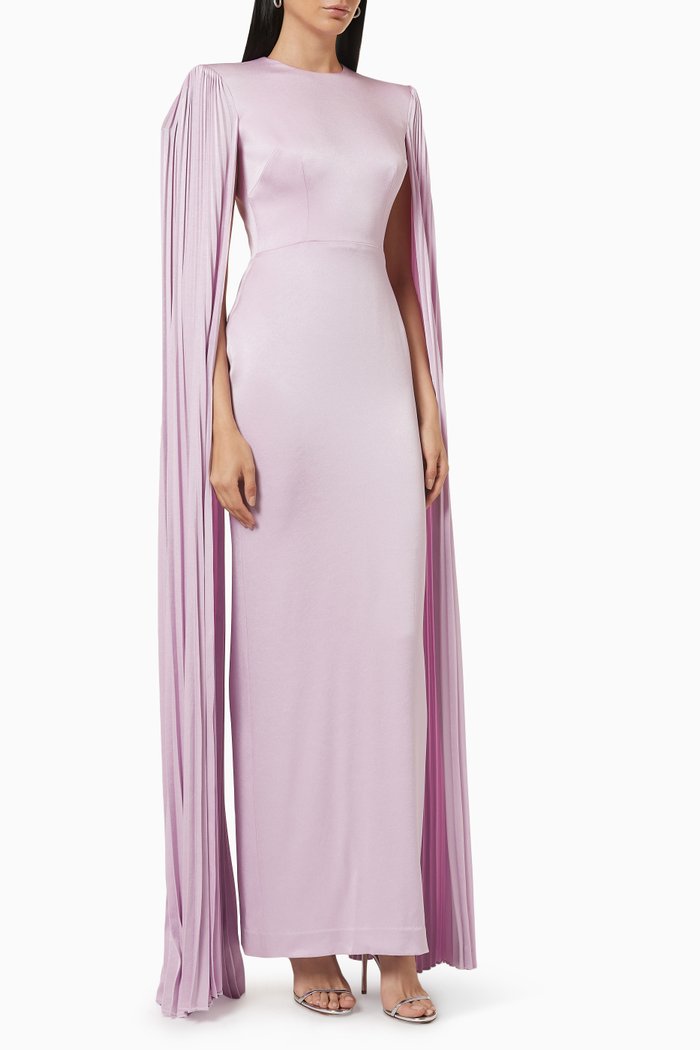 

Dresden Column Gown in Satin Crepe, Purple