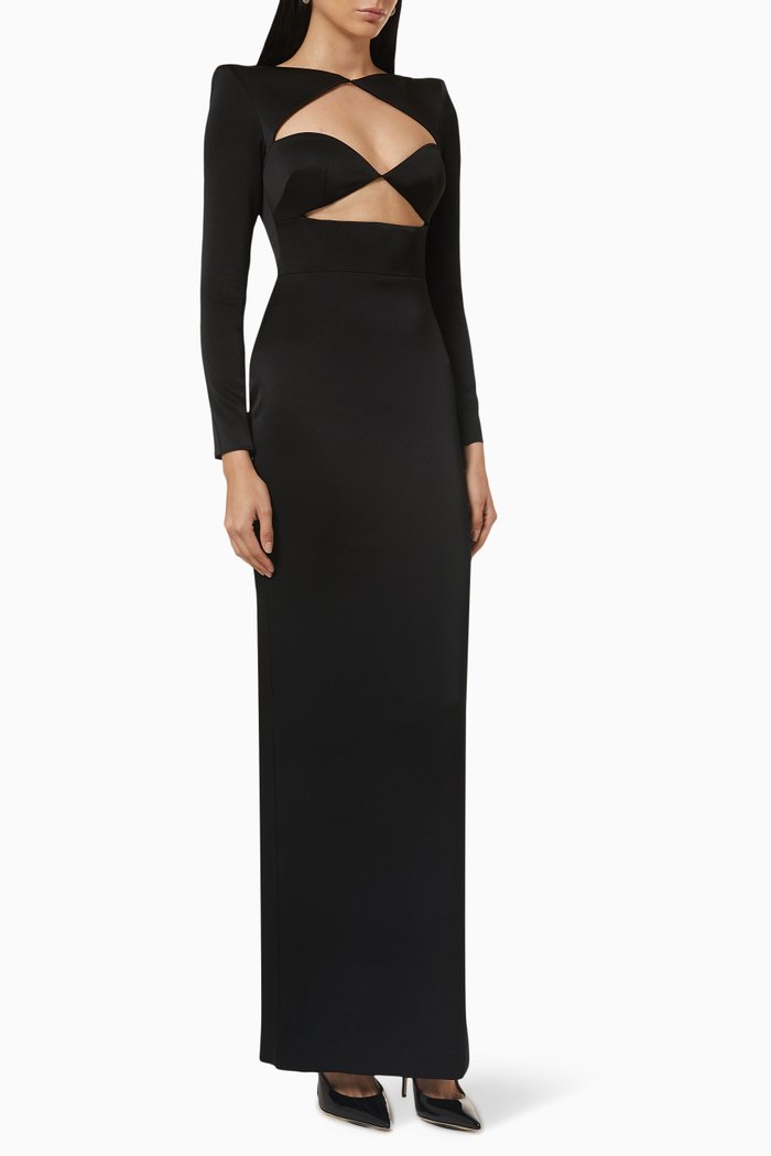 

Cohan Column Gown in Satin Crepe, Black