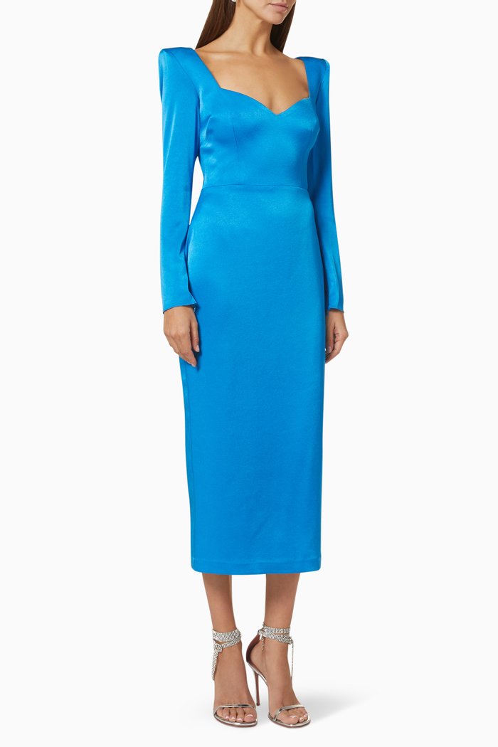 

Banon Portrait Dress in Satin Crepe, Blue