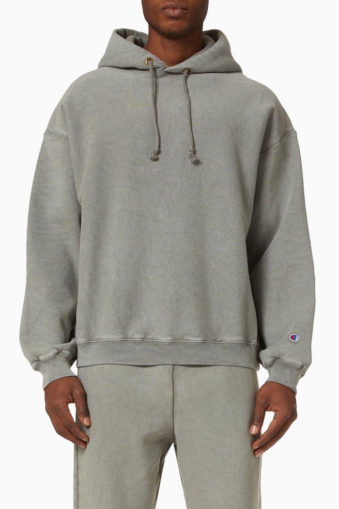 Hooded Sweatshirt in Fleece, Grey