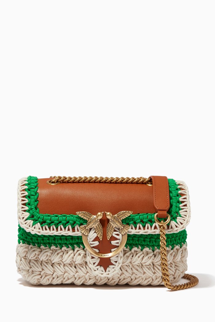 

Mini Love Puff Bag in Techno Crochet, White
