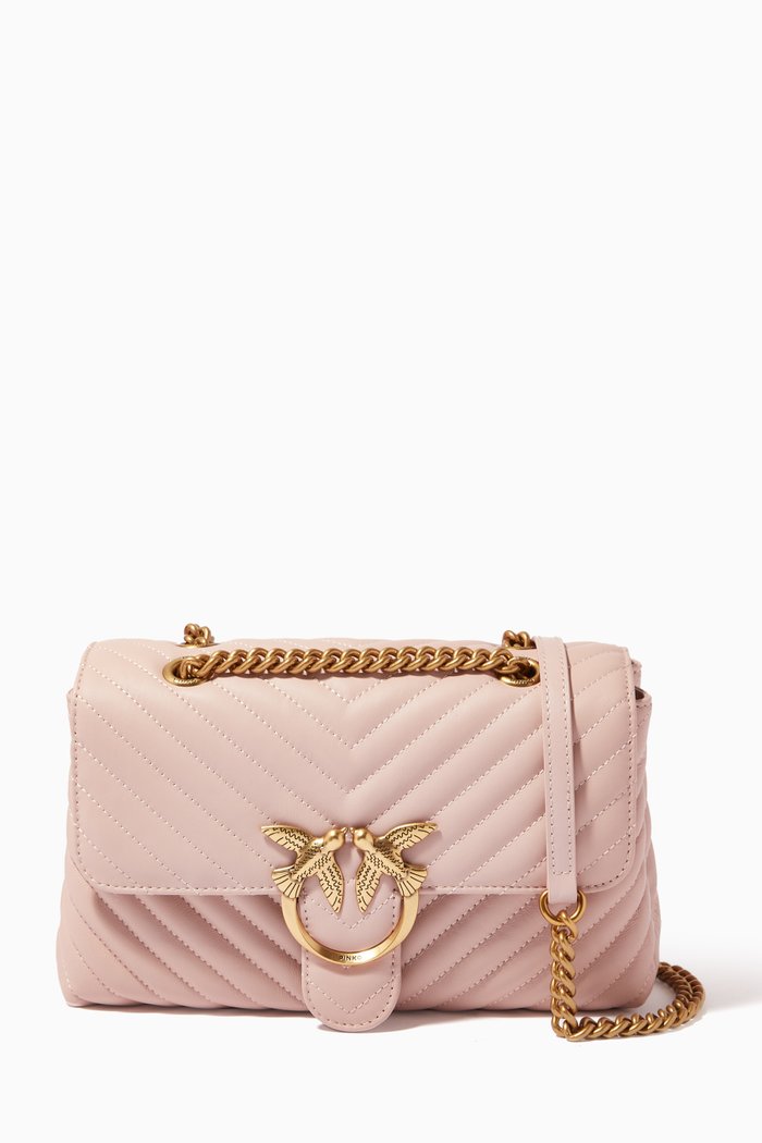 

Love Lady Puff V Quilt Bag in Leather, Pink