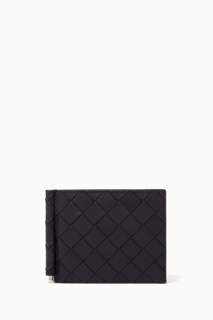 

Bi-fold Wallet in Intrecciato Calfskin, Black