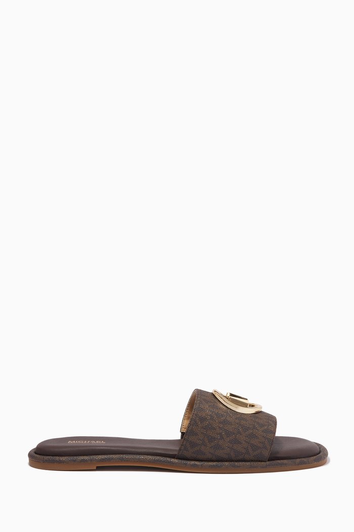 

Hayworth Slide Sandals in Logo Canvas, Brown