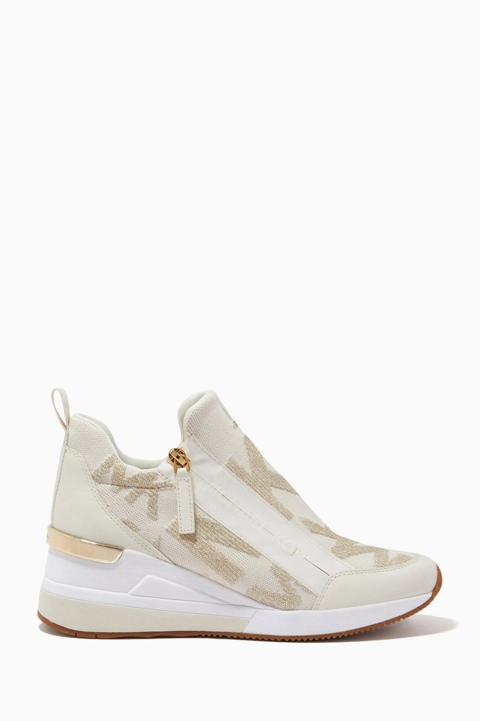 

Willis Wedge Sneakers in Stretch Knit, Gold